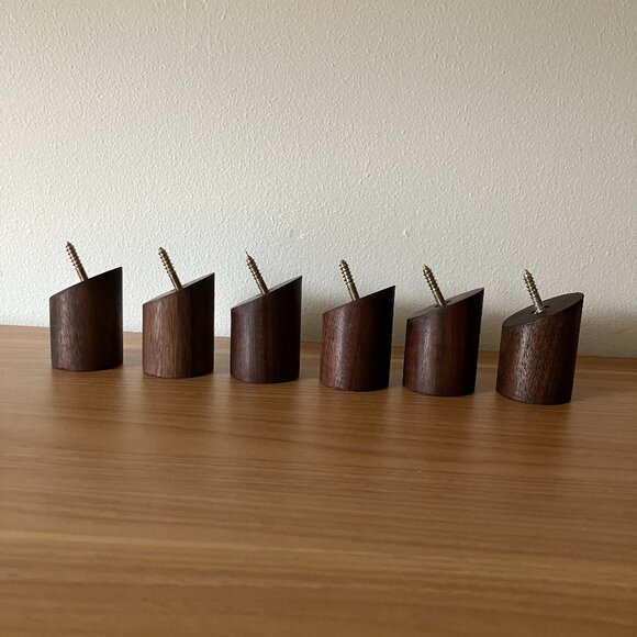 Wooden Wall Hooks, Set of 6 - Picture 3 of 7